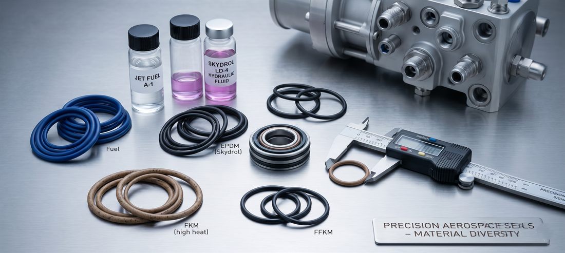 Aerospace o-rings and seals for aircraft fuel, hydraulic, and engine systems